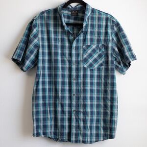 Oakley blue plaid button up shirt-L